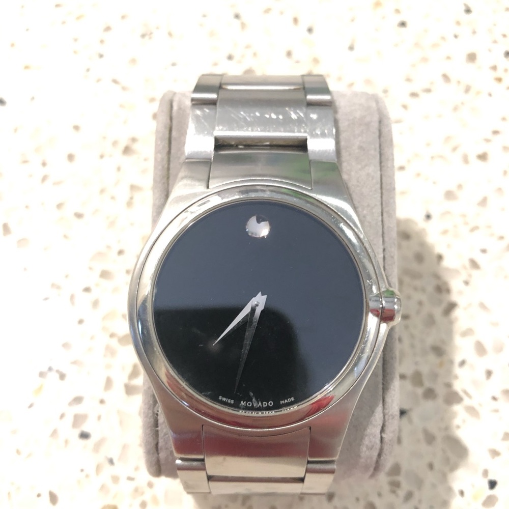 Movado Men's Black Dial Stainless Steel Watch